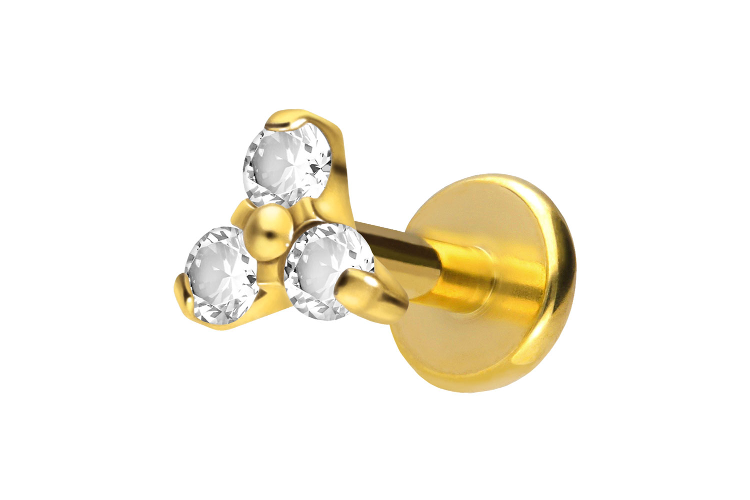 Titan Labret Piercing mit Push Fit KRISTALLBLUME